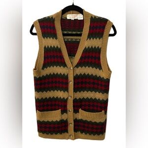 VTG 80s 90s DK Gold by Donnkenny Knit Vest with Geometric Pattern Grandpa